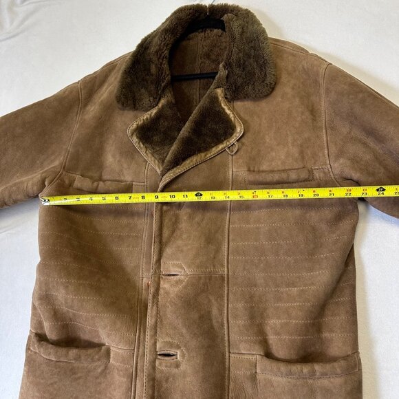 Vintage Shearling Sheepskin Jacket Coat 70s Mens Size Small? Made In Italy Heavy - Picture 11 of 13